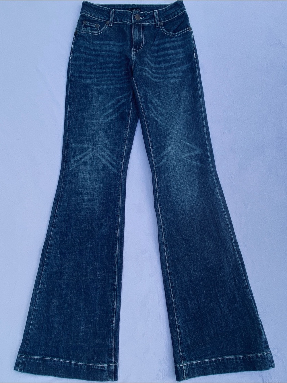 Rare Cowgirl Couture Bootcut Flare Jeans Dark Blue 29x35.5 MidRise Western Rodeo